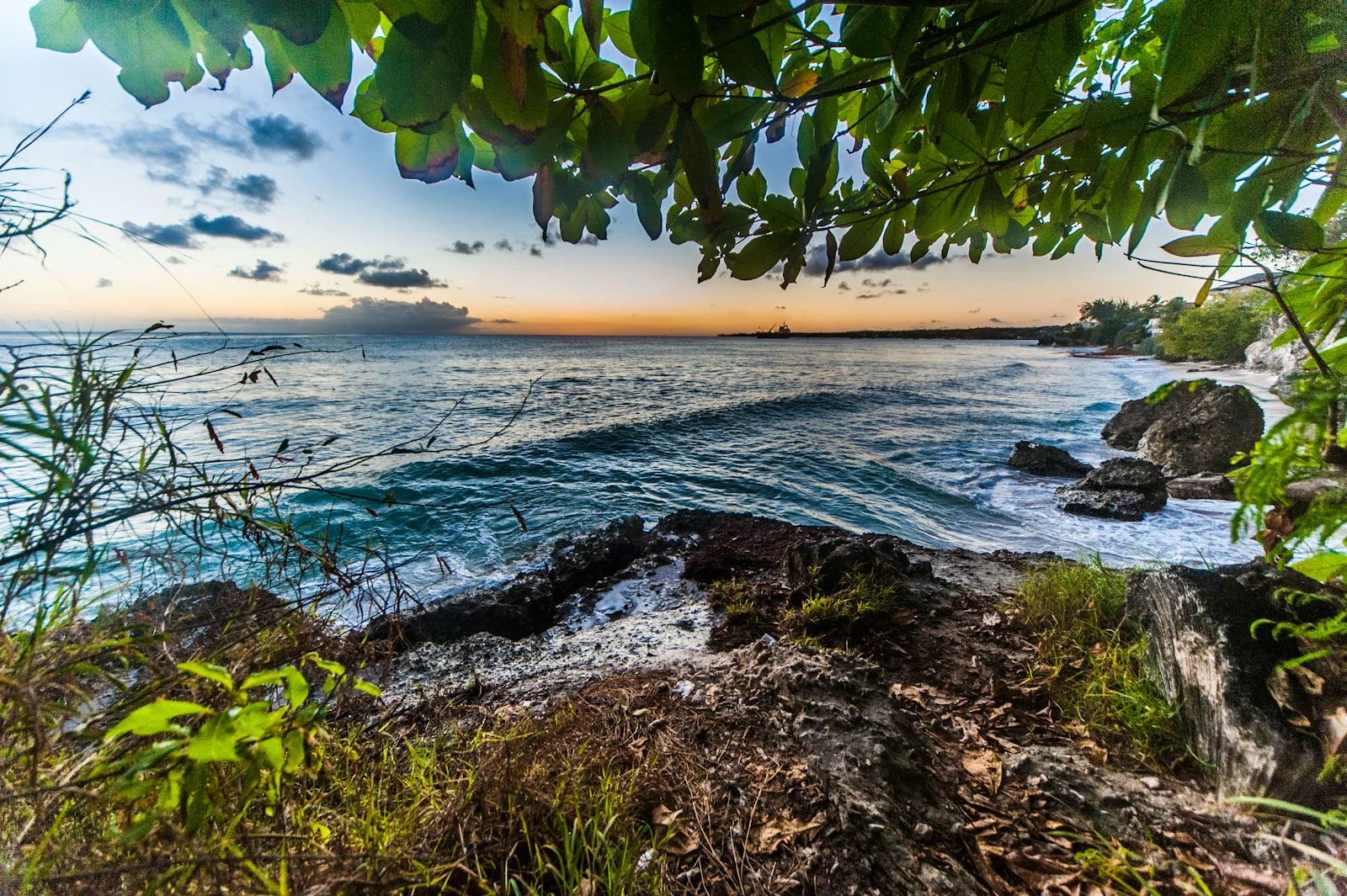 a view of the ocean from a cliff